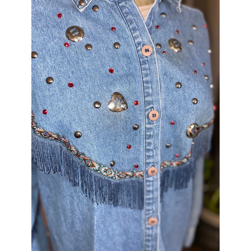 Vintage Blue Creek Jeans Womens Blue Denim Cotton Western Long Sleeve Size | XL - Picture 2 of 6